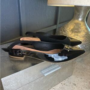Capelli Rossi Womens Black Patent Leather Sling Back Flat Size 39 US 8.5 New